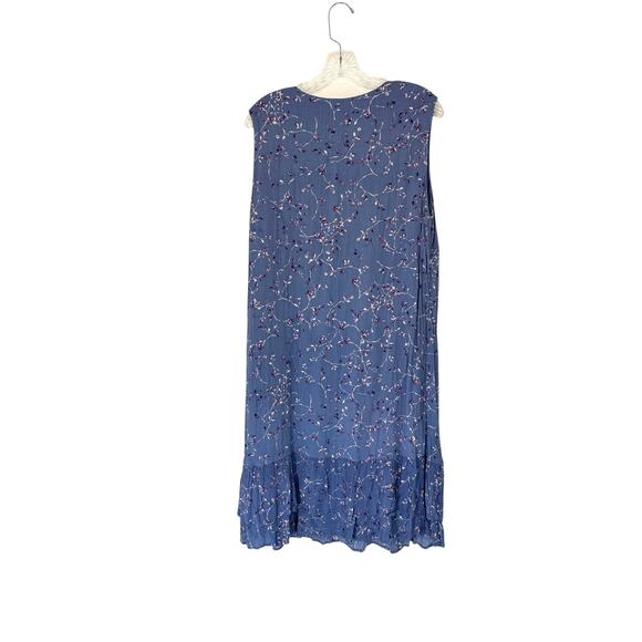 J. Jill Blue Floral Dainty Sleeveless Lightweight Tiered Hem Lagenlook Dress XL - Picture 9 of 12
